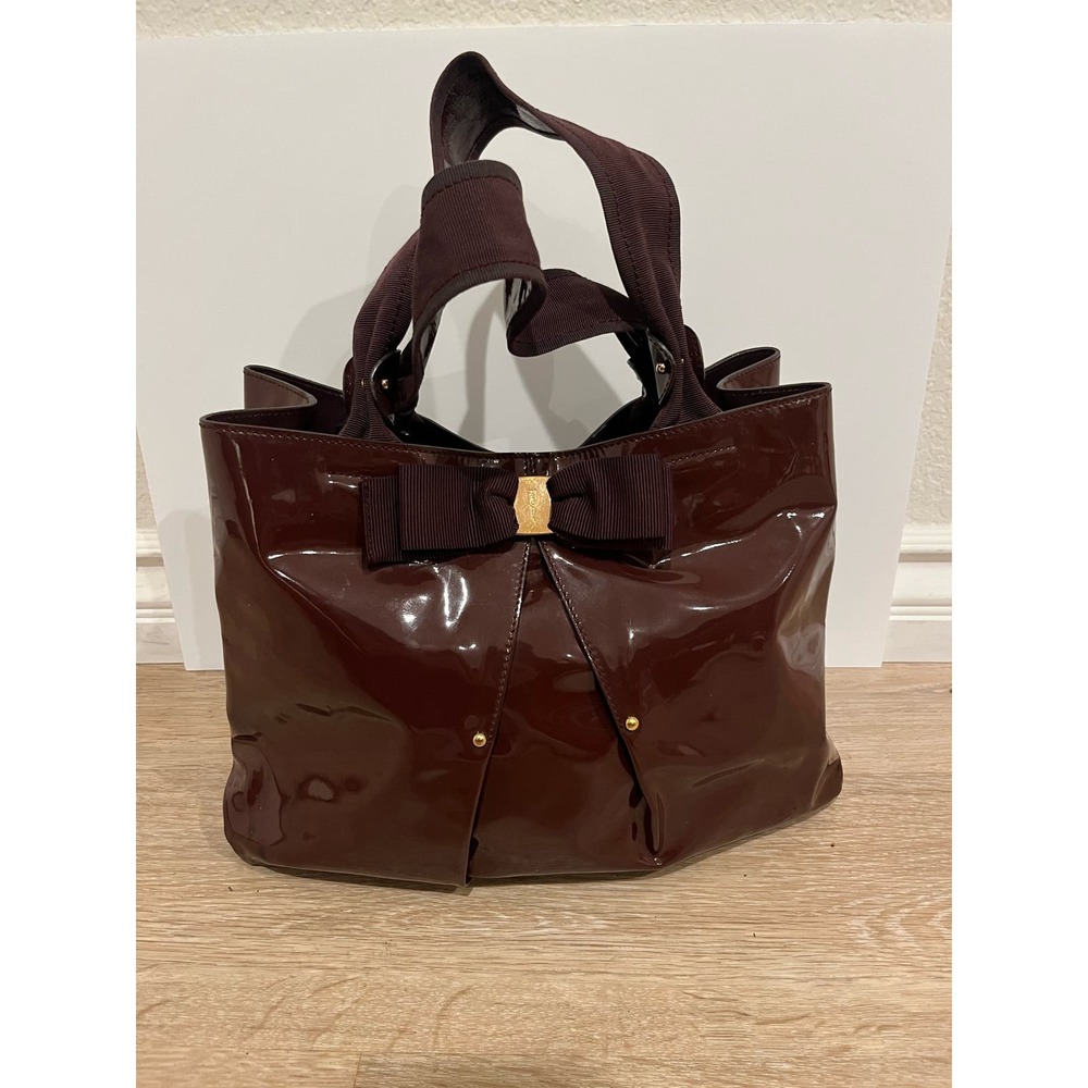 Salvatore Ferragamo Selene Patent Vera Ribbon Handbag